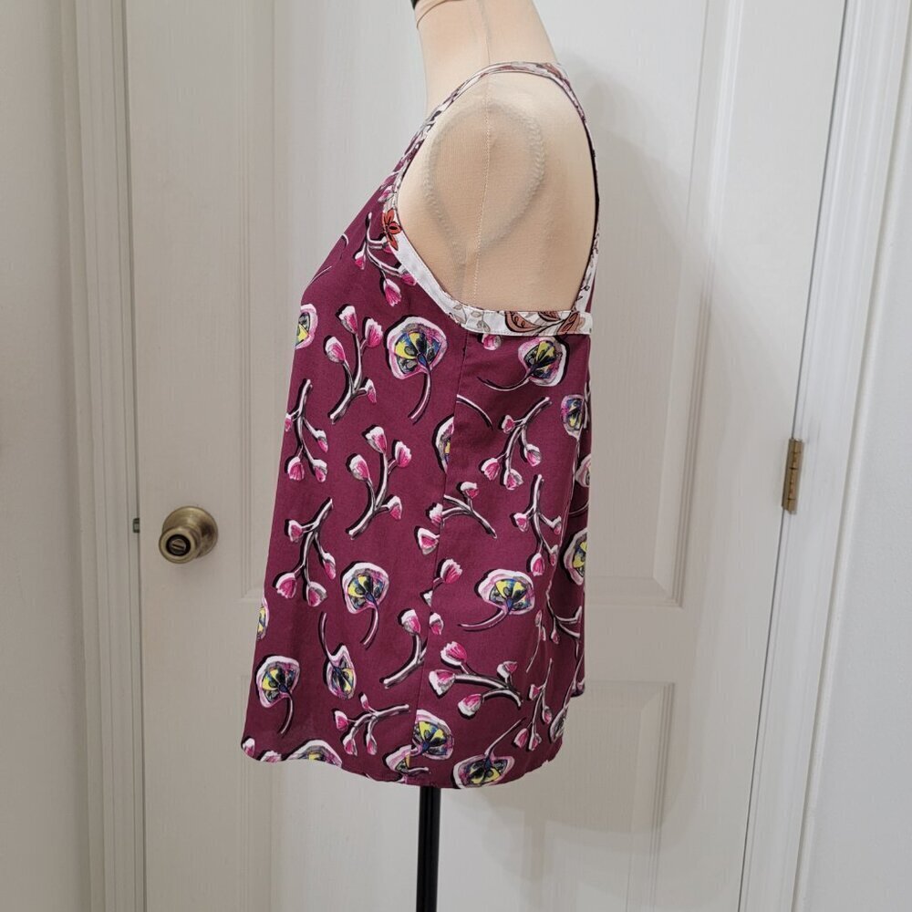 C&E (Cooper & Ella) Size S Burgundy Floral Sleeveless Blouse, Exc. Used Cond. - Picture 3 of 13